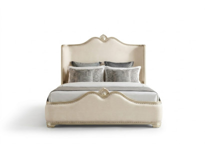 Bed 2x Nightstands 3 pcs. Bedroom Beige Designer Luxury Furniture Beds Wood