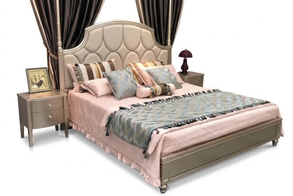Tweepersoonsbed Luxe bedden Houten bedframes Bedframes Beige design