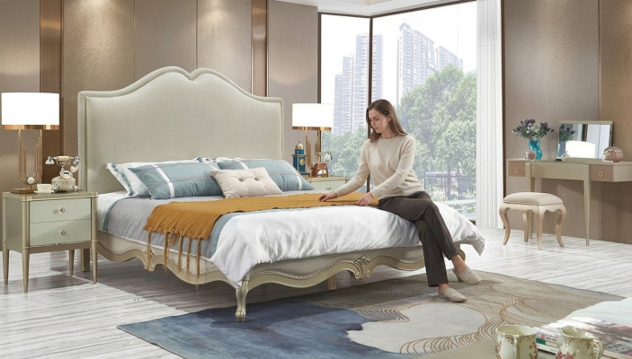 Bedframe Dubbel Bedframe Luxe Bed Hout Bedden Beige Tweepersoonsbedden Hotel