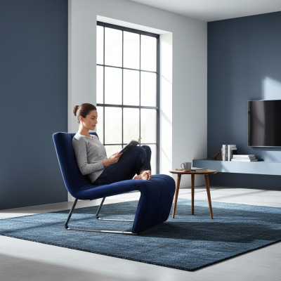 Fauteuil zonder armleuning Luxe gestoffeerd designmeubilair Italiaanse stijl Textiel Blauw
