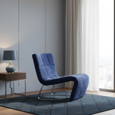 Fauteuil zonder armleuning Luxe gestoffeerd designmeubilair Italiaanse stijl Textiel Blauw