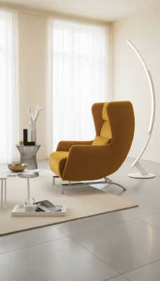 Fauteuil Stoel Eenpersoons Design Geel Bekleding Woonkamer Meubels Oorfauteuil Prianera