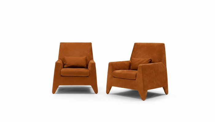 Fauteuil Zitting Modern Ontwerp Woonkamer Bekleding Eenzitter Textiel Bruin Stijl Luxe