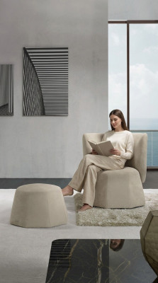 Poef Ontwerp Hout Italiaanse Meubels Luxe Woonkamer Modern Voetenbank Grijs Nieuw