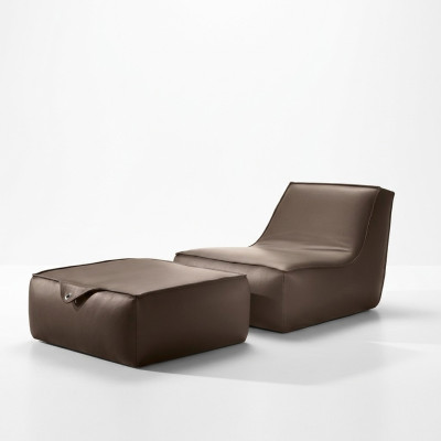 Ontwerp fauteuil voetbankje Luxe eenzitter Modern Grijs Lederen meubels Eenzitter Prianera
