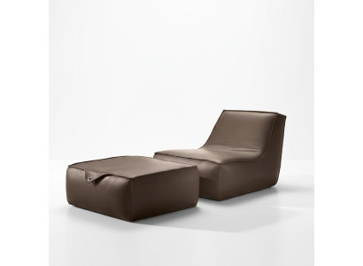 Ontwerp fauteuil voetbankje Luxe eenzitter Modern Grijs Lederen meubels Eenzitter Prianera