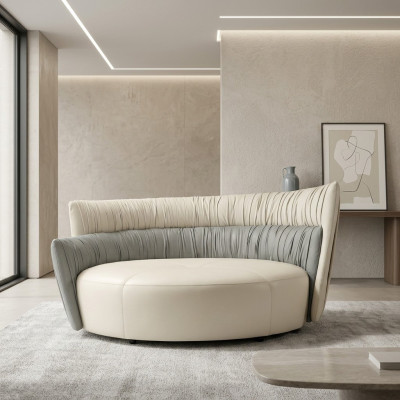 Ronde bank tweezitsbank bank 2-zits designbanken bekleding Prianera zits lederen bank