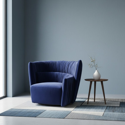 Fauteuil eenzitter Italiaanse stijl gestoffeerd hout textiel Prianera luxe blauw