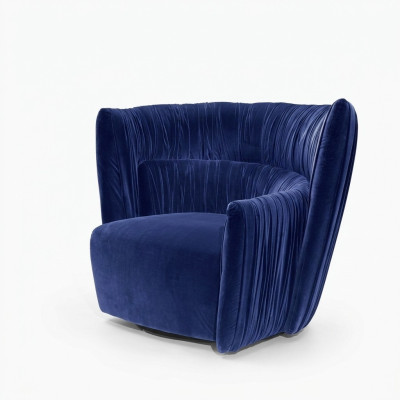 Fauteuil eenzitter Italiaanse stijl gestoffeerd hout textiel Prianera luxe blauw