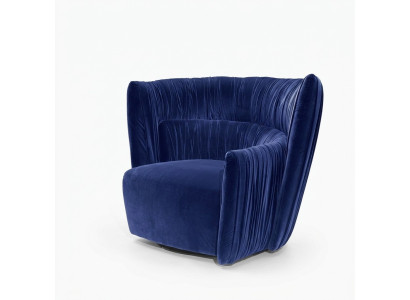 Fauteuil eenzitter Italiaanse stijl gestoffeerd hout textiel Prianera luxe blauw