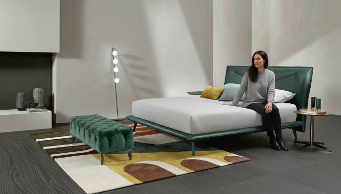 Tweepersoonsbedframe Luxe slaapkamerbed Tweepersoonsbed Hout Groen Leer Bedden Nieuw