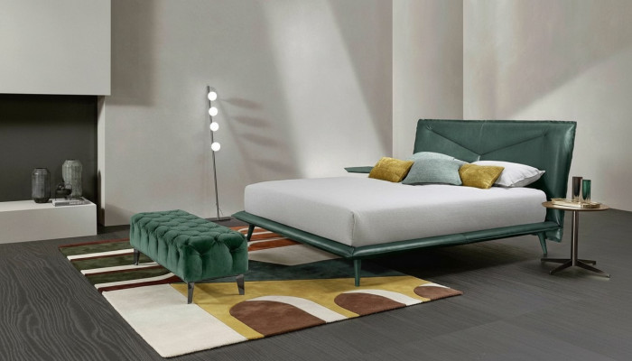 Tweepersoonsbedframe Luxe slaapkamerbed Tweepersoonsbed Hout Groen Leer Bedden Nieuw
