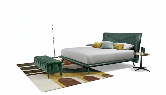 Tweepersoonsbedframe Luxe slaapkamerbed Tweepersoonsbed Hout Groen Leer Bedden Nieuw