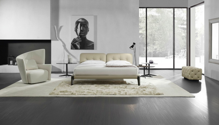 Moderne tweepersoonsbed slaapkamer Beige bed meubels Houten design bedden Prianera