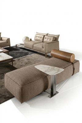 Luxe chaise longue stof woonkamer ontwerp bank bruin meubels bankstellen Prianera.