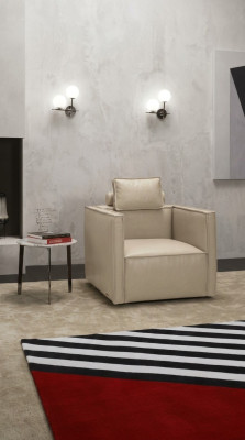 Fauteuil eenzitter 1-zitter gestoffeerde zitting ontwerperstextielzitting leer modern grijs