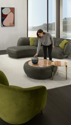 Textiel bankstel 3-zits stoffen leder modern relax zit luxe meubels hoekbank rond