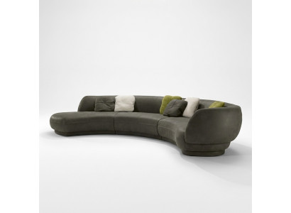 Hoekbank met ronde bank 6-zitsbank bank bank leder luxe meubels woonkamer