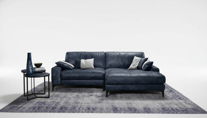 Eckbank Bank Woonkamer Banken Leer Luxe L-vorm Stijl Modern Meubels Blauw Nieuw