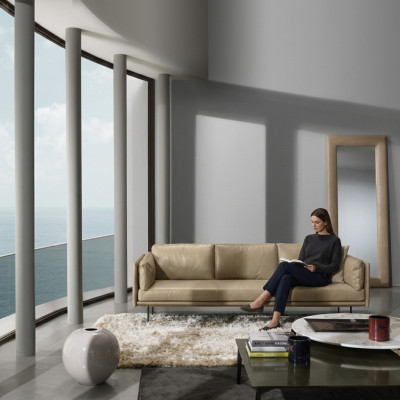 Luxe driezits Prianera bank relax bekleding meubels beige bank sofa's leer