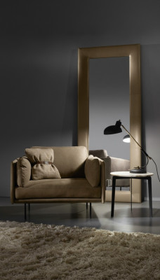 Ontwerp fauteuil Grijs Bekleding Leer Modern Woonkamer Luxe Hout Meubels Relax Nieuw
