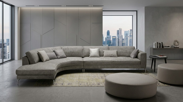 Ontwerp L Vorm Leder Grijs Luxe Banken Nieuwe Hoekbank Bank Sofa's Woonlandschap