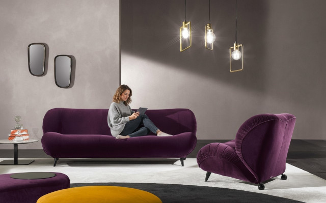 Groep Set Bankstel 3+1 Zits 2-delig. Meubels Banken Stoelen Luxe Zit Paars Nieuw