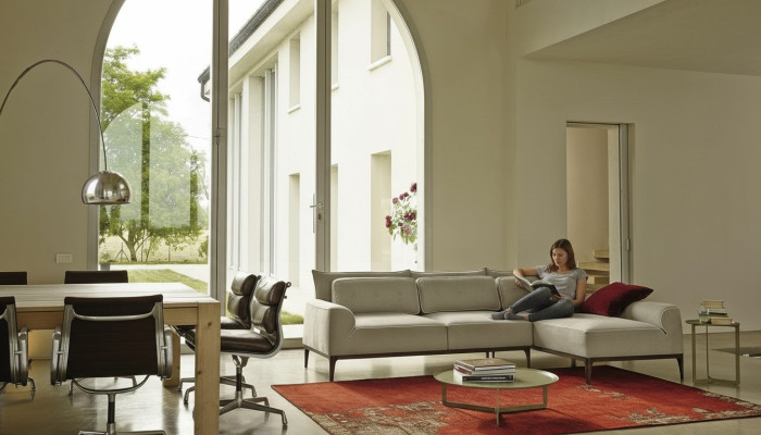 Hoekbank Modern Design Grijs Bankstellen Stof L-Vorm Bank Woonkamer Sofa PRIANERA