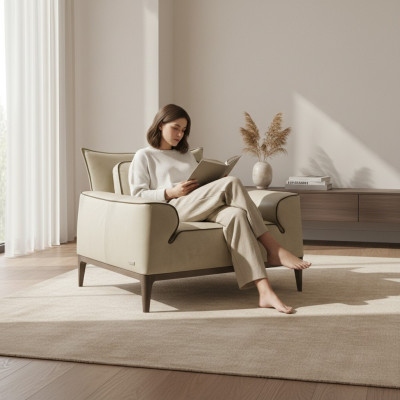 Ontwerp leren fauteuil woonkamer lounge luxe stoel design meubels bruin Prianera