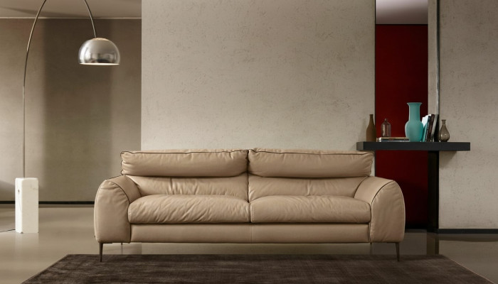 Woonkamer leren bankstel Beige tweezitter Designbanken Beklede banken 2 zits Prianera