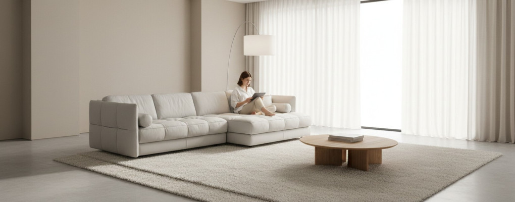 Woonlandschap hoekbank L-vorm meubels luxe wit modern bankstel.