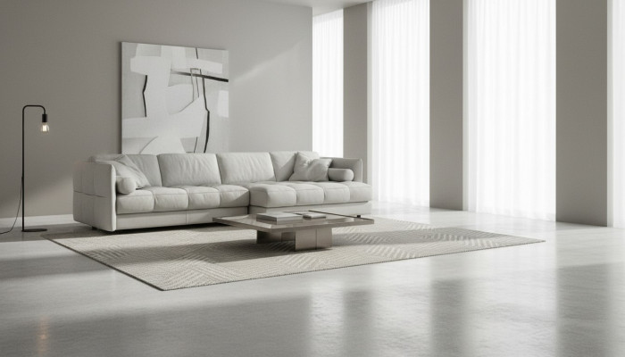 Woonlandschap hoekbank L-vorm meubels luxe wit modern bankstel.