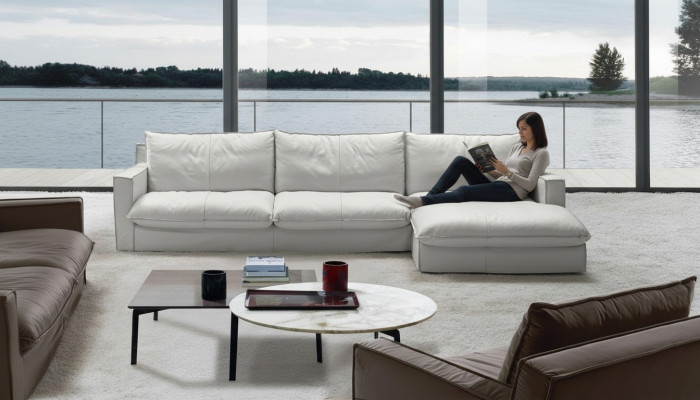 Hoekbank Leder L-vorm Bank Luxe Design Wit Woonkamer PRIANERA
