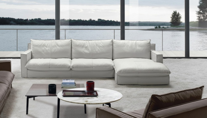 Hoekbank Leder L-vorm Bank Luxe Design Wit Woonkamer PRIANERA