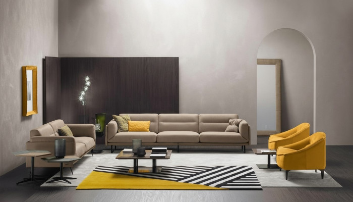 Complete bankstelbank Beige bankstelbank Sofa 4+3 zitgroep leer