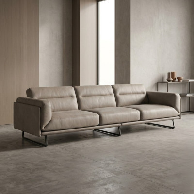 Bankstel 4 zits leren bankstellen Luxe design bank Beige Luxe gestoffeerde vierzitter xxl