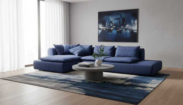 Hoekbank L-vorm Meubels Blauw Bankstellen Textiel Bekleding Bankstellen Bank