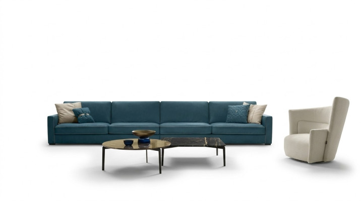 Bankstel 4-zits gestoffeerde bank leren bankstellen Italiaans designmeubilair blauw