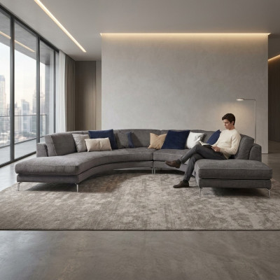 Ronde luxe hoekbank hoekbank bekleding meubels sofa