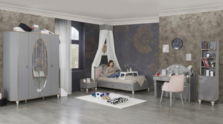 Kinderkamer meubels 5-delig set Ontwerp Bed Nachtkastje Kledingkast