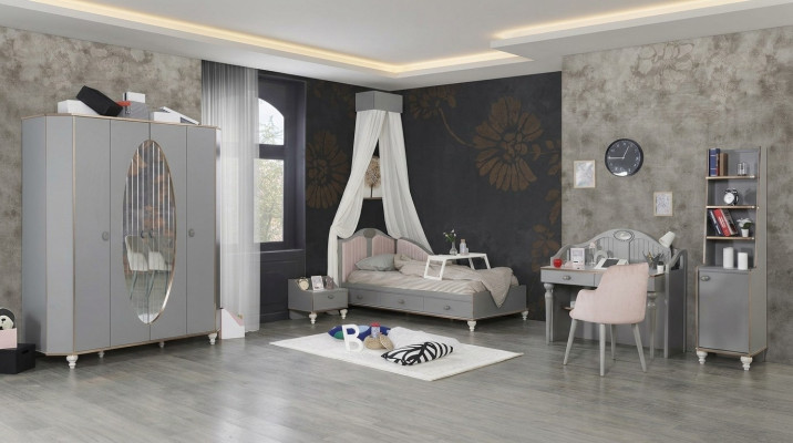 Kinderkamer meubels 5-delig set Ontwerp Bed Nachtkastje Kledingkast