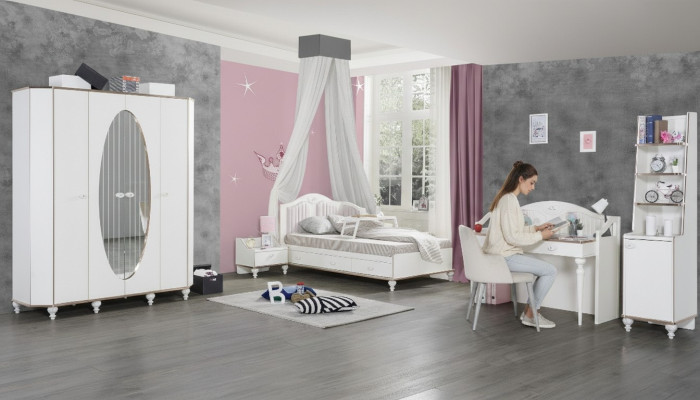 Slaapkamer set 5-delig. Bed Nachtkastje Bureau Kinderbed Meubels