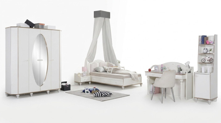 Slaapkamer set 5-delig. Bed Nachtkastje Bureau Kinderbed Meubels