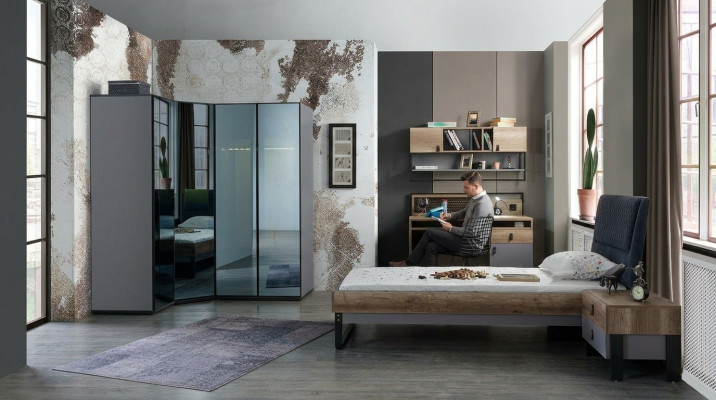 Jeugdkamerset Bed Hoekkast Nachtkastje Bureau Meubels 4-delig Nieuw