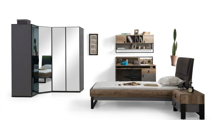 Jeugdkamerset Bed Hoekkast Nachtkastje Bureau Meubels 4-delig Nieuw