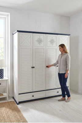 Kinderkamer Jeugdkamer Houten kast Kinderkast 4-deurs Wit
