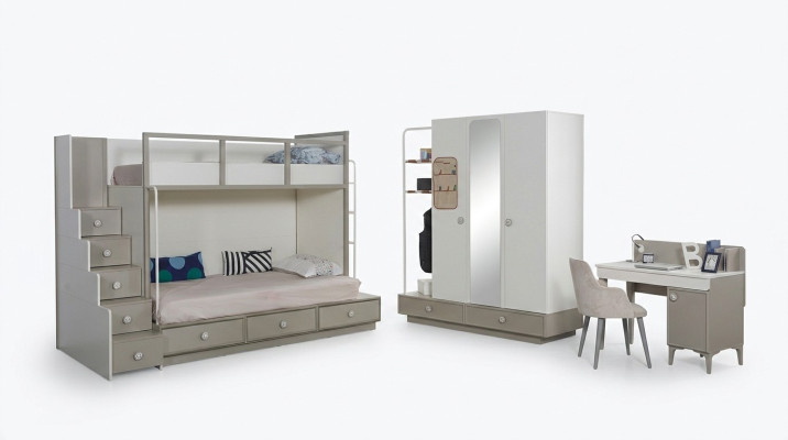 Kinderkamer Slaapkamer Set Houten Meubels Stapelbed Hoogslaper Tafel 3-delig