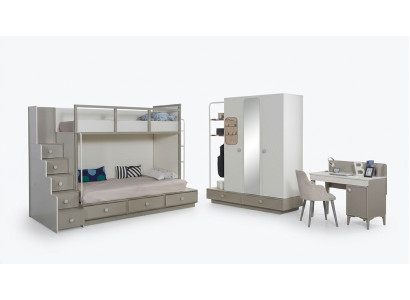 Kinderkamer Slaapkamer Set Houten Meubels Stapelbed Hoogslaper Tafel 3-delig