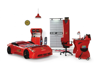 Auto Set Bed Kledingkast Commode Bureau Jongens Meubels 4-delig.