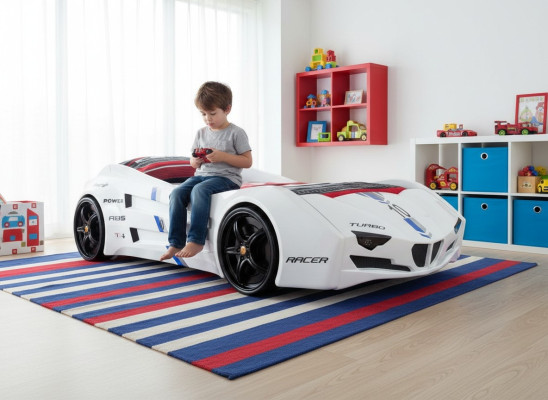 Racecar Car Bed with Mattress Autobed Children's Room Beds Furniture New